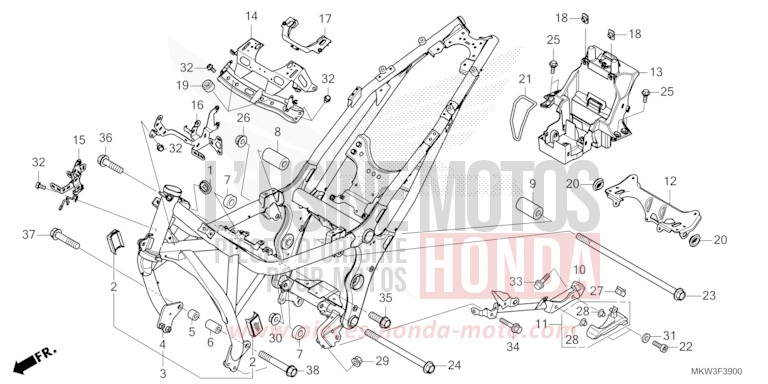 CARROSSERIE DE CHASSIS de NC750X "Méca" GLINT WAVE BLUE METALLIC (B197) 2021